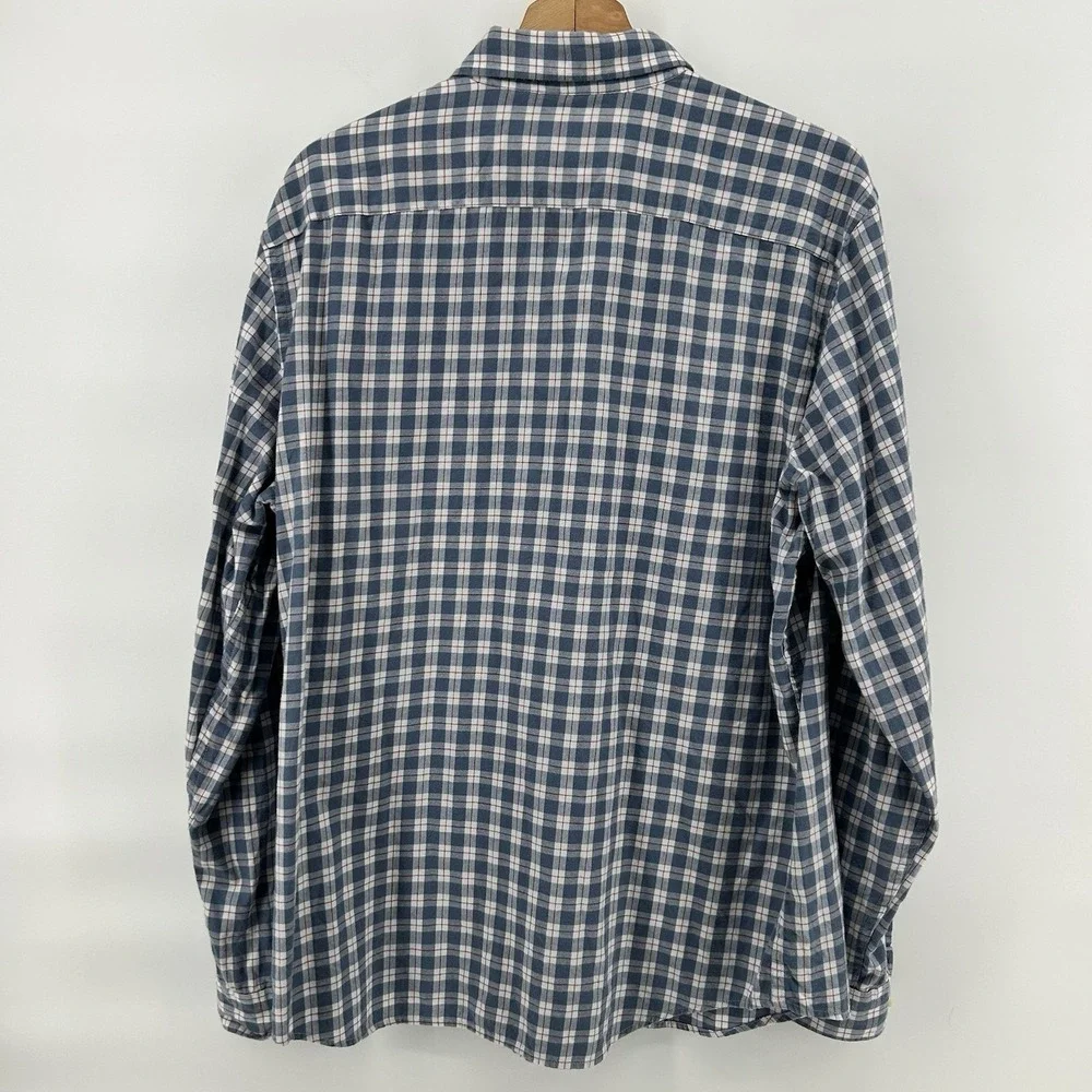 Banana Republic Shirt‎ XL Untucked Fit Blue Plaid Button Up Preppy Casual